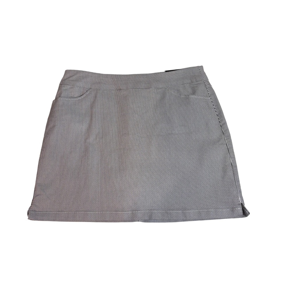 Briggs‎ Petite Skort Pull On Comfort Waistband Black White Stripe 12P NWT